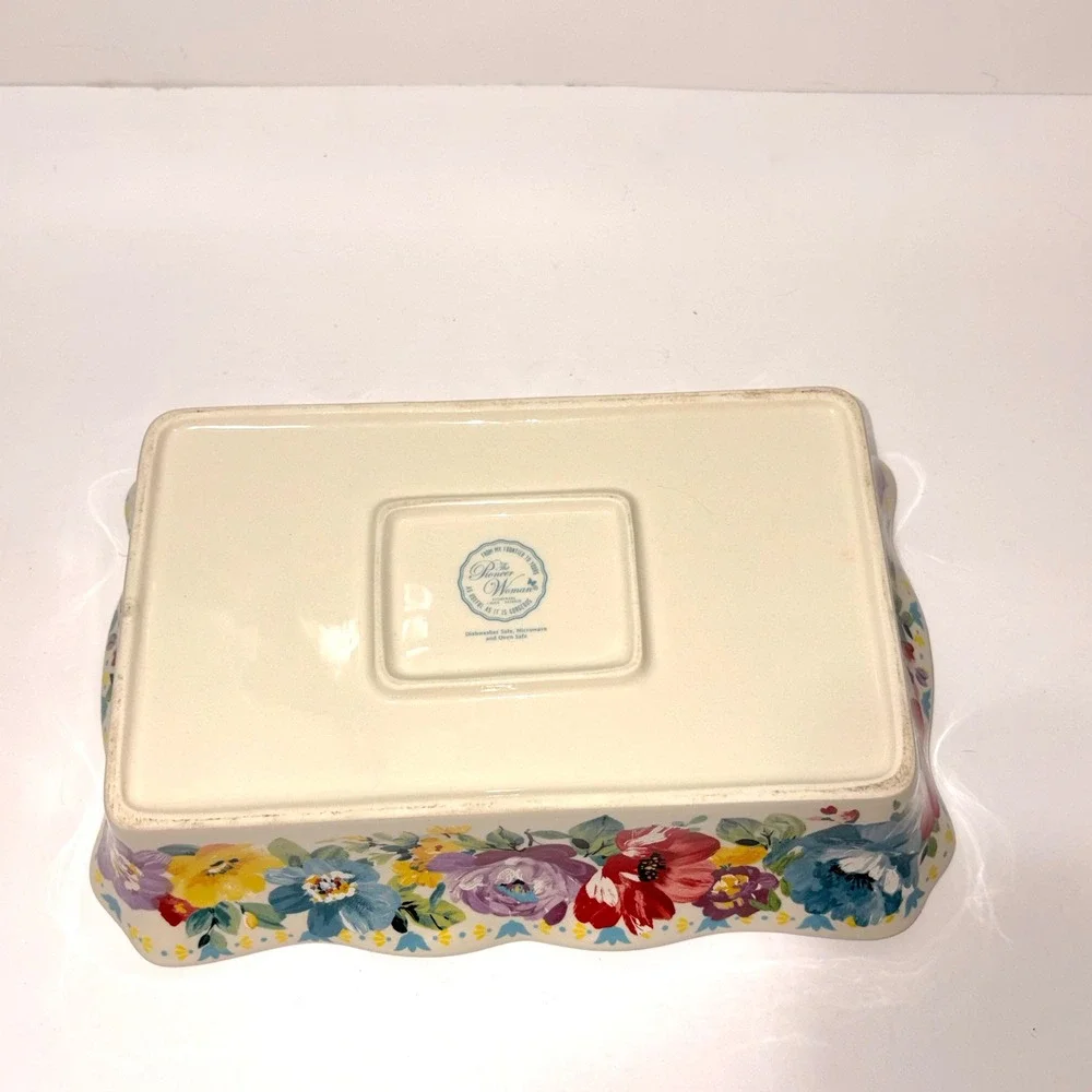 Pioneer Woman Flea Market Floral Oblong Baking Dish Ruffled Casserole 12x8 Baker